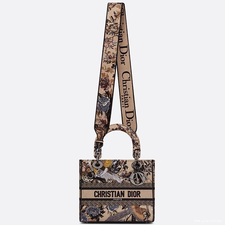 Cheap Medium Bag Canvas Motif D-lite Jardin d'Hiver Lady Beige 0729 Luxury